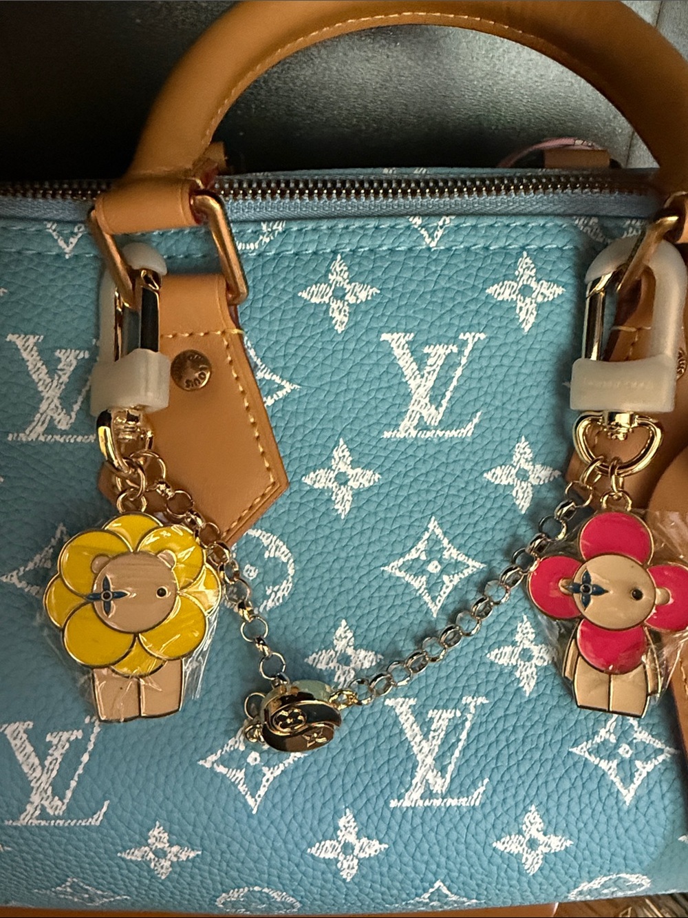 Flower Chain Bag Charm - Yellow & Pink - Picture 2 of 3